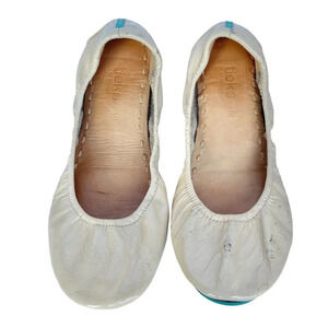 Tieks Biscotti Patent Leather Flats Women’s Size 10 Full Grain Soft “FLAWS”